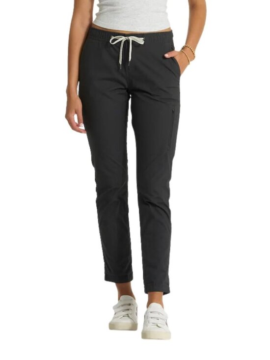 Vuori Pants - Vuori Women's Straight Leg Pants in Black with Cream Drawstring